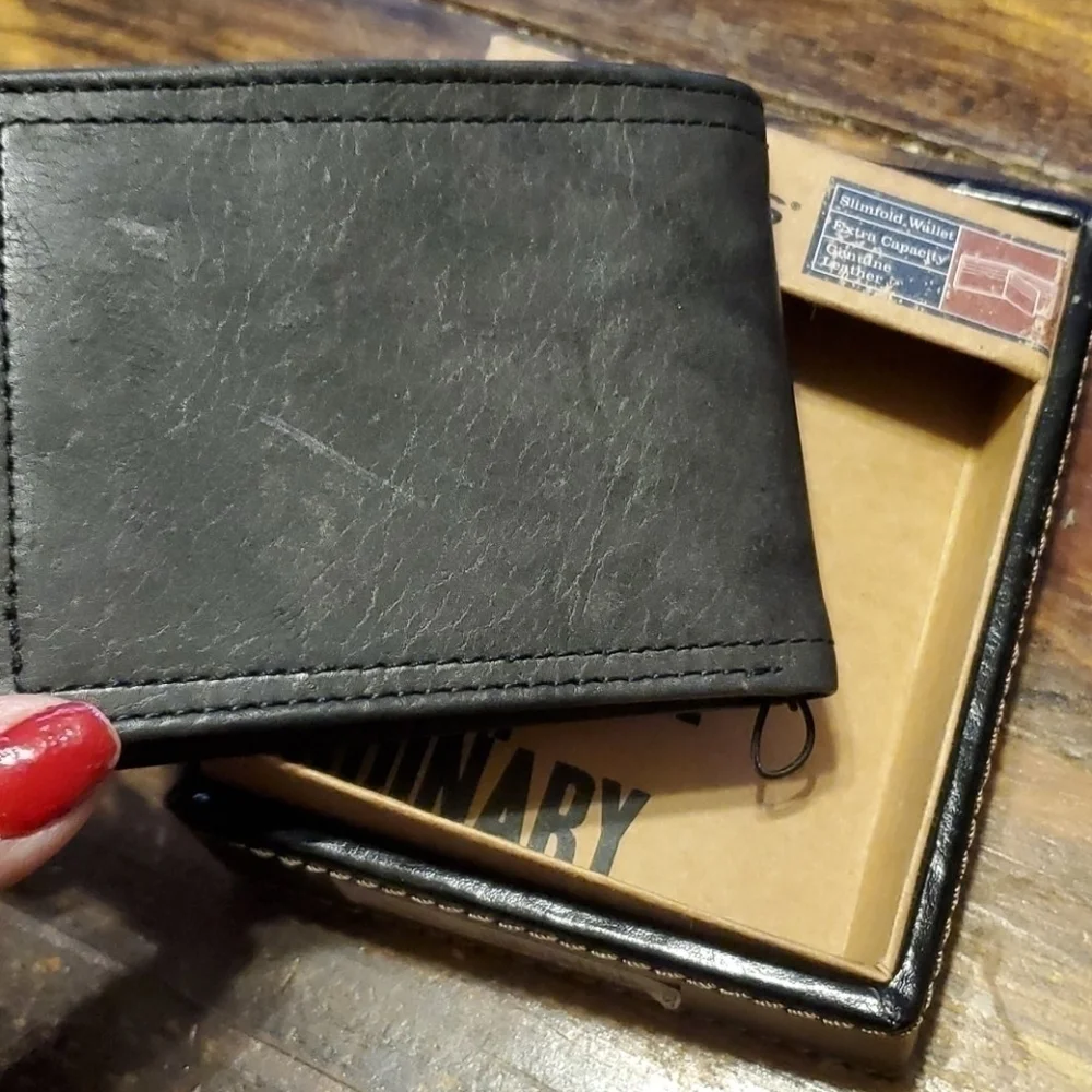 𝅺DOCKERS Leather Black Leather Slimfold Wallet NWT